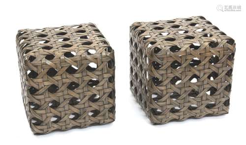 Ensemble de deux cubes en osier de bambou originai…
