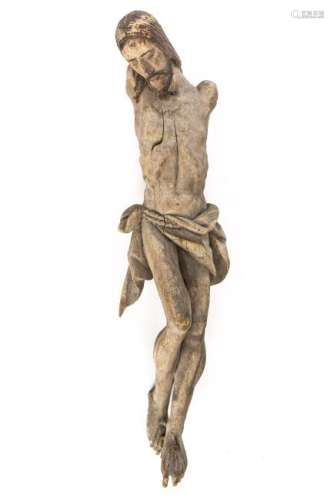 Sculpture en bois d'un Christ en position de crucifié