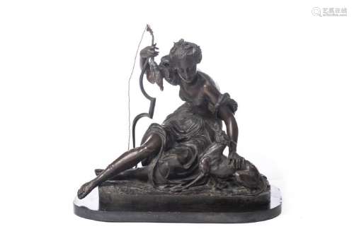Sculpture en bronze à patine médaille d'une Diane