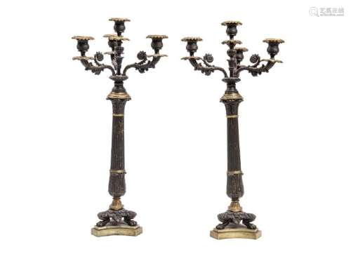 Paire de candélabres de style Napoléon III à trois bras