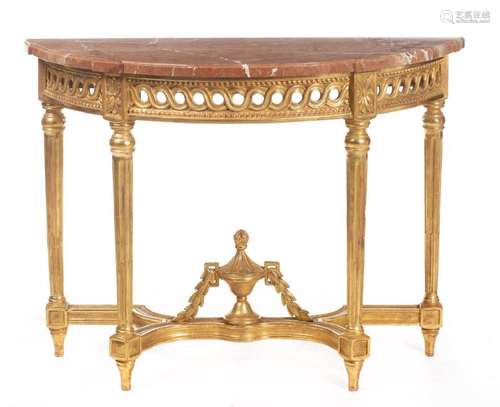 Console italienne en bois et stuc doré