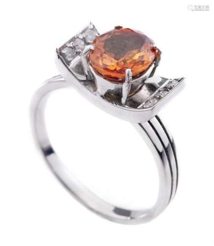 Bague en or blanc .750 sertie d'un saphir orange