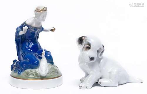 Deux sujets en porcelaine de Rosenthal un caniche par