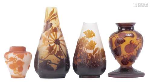 Emile Gallé (1846-1904) trois vases & Paul Nicolas