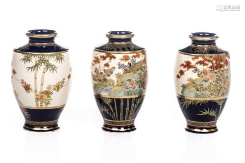 3 vases en porcelaine de Satsuma