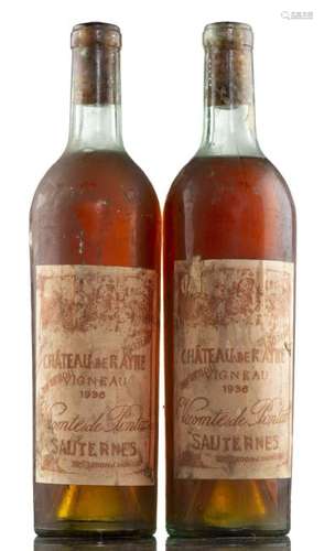 Château de Rayne Vigneau 1936 2 bouteilles