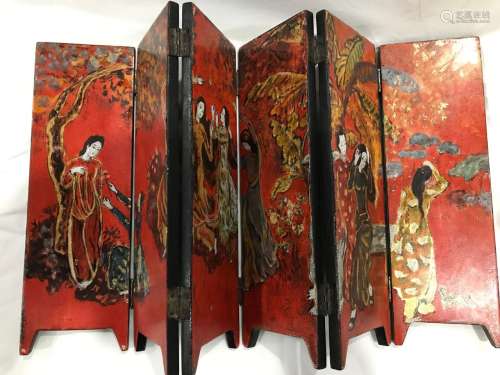 A Set of 6 Lacquer on Wood, Nguyen Gia Tri's