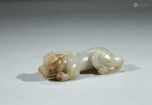 A WHITE JADE CARVED BIXIE