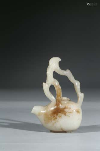 A WHITE JADE 'TREE BRANCH' FORM TEAPOT