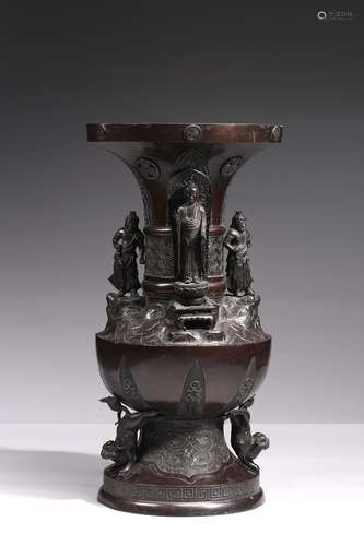 A LARGE JAPANESE BRONZE MEIJI PERIOD VASE