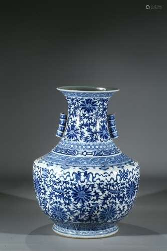 A LARGE BLUE AND WHITE HU VASE