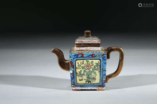 A ENAMELLED YIXING TEAPOT