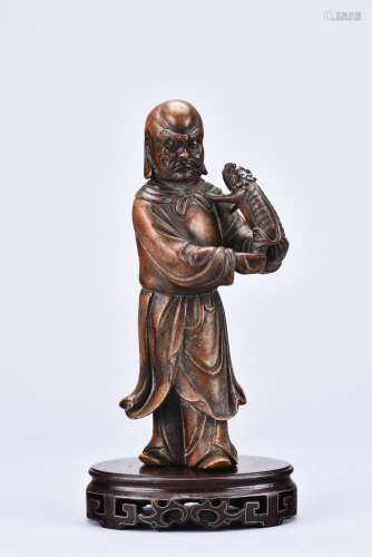 A SOAPSTONE CARVING OF LUOHAN