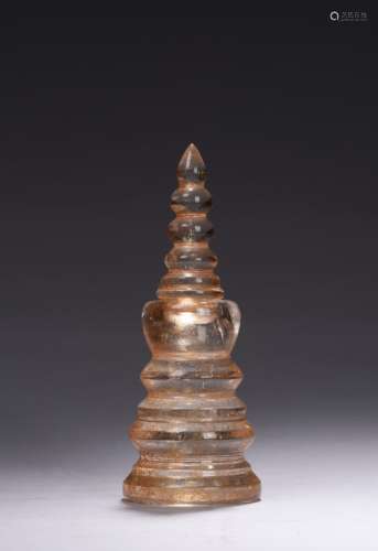 A ROCK CRYSTAL CARVED PAGODA