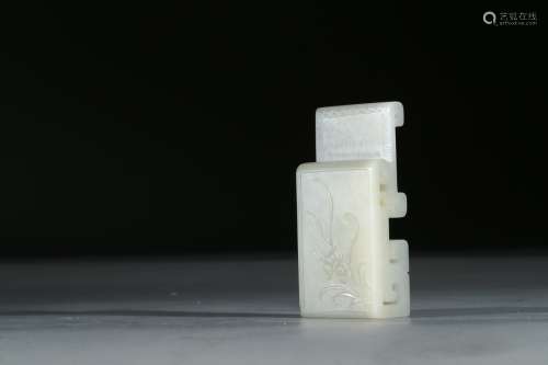 A WHITE JADE 'ORCHIDS' INK STAND