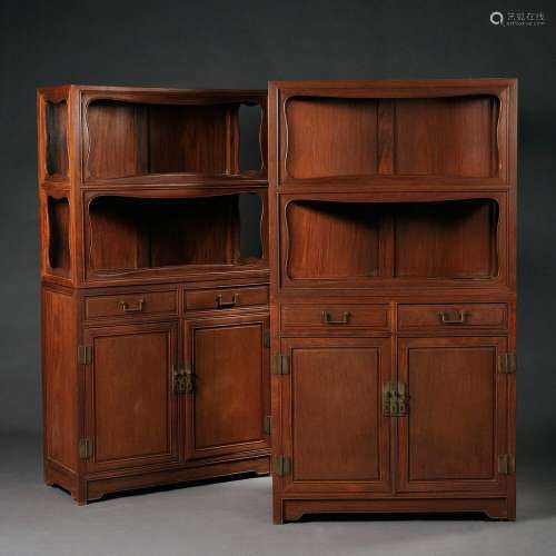 A PAIR OF HARDWOOD DISPLAY CABINETS