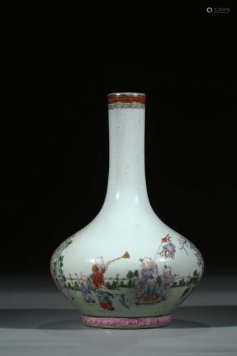 A FAMILLE ROSE 'CHILDREN' BOTTLE VASE