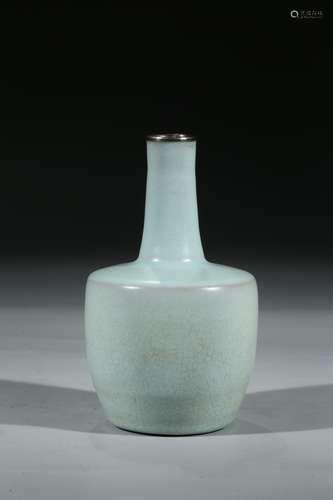 A SKY BLUE GLAZED AND INSCRIBED VASE