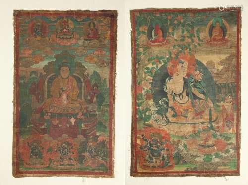 A SET OF TWO TIBETAN THANGKA