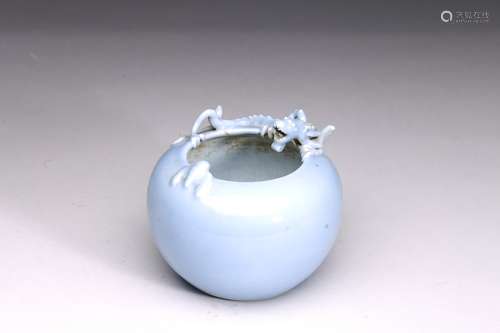 A BLUE GLAZED 'CHILONG' WATER POT