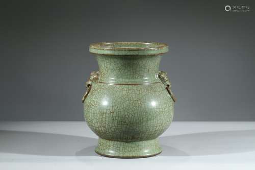 A CELADON CRACKLE GLAZED JAR