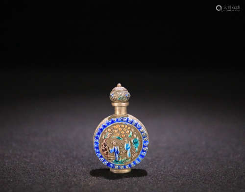 A SILVER CLOISONNE CHARACTER PATTERN SNUFF
