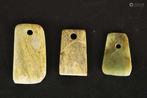 THREE CULTURAL PERIOD JADE RITUAL ORNAMENTS, YUE