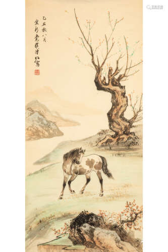 PU ZUO: INK AND COLOR ON PAPER PAINTING 'HORSE'