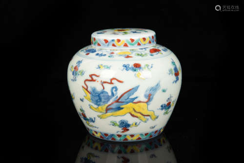 WUCAI 'MYTHICAL BEAST' JAR WITH COVER