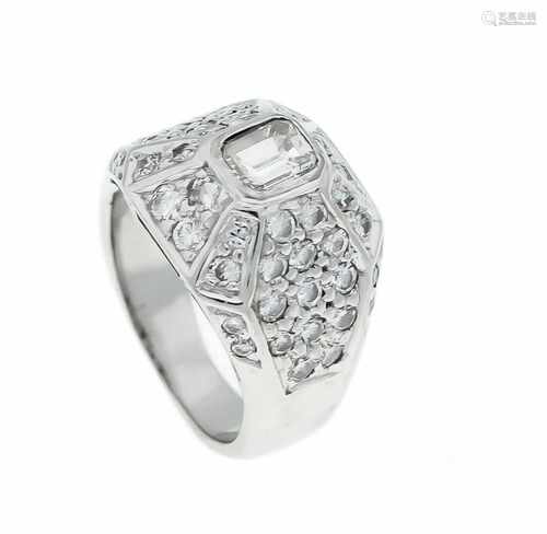 Diamant-Brillant-Ring WG 750/000 mit einem Diamant im Smaragdschliff 0,63 ctfeinesWeiß(F-G)/