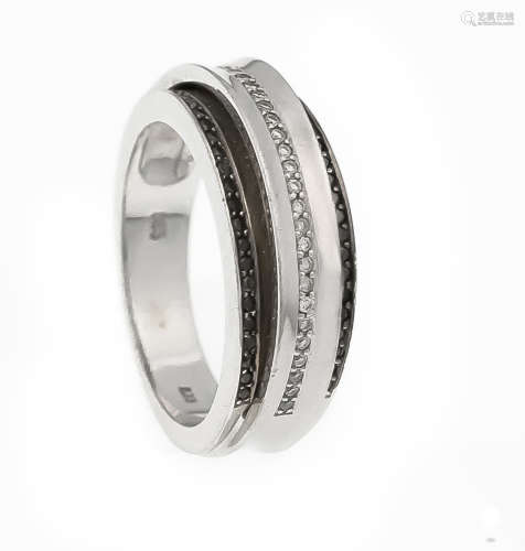 Brillant-Ring WG 585/000 mit Brillanten W/PI und schwarzen Diamanten, zus. 0,35 ct, RG 55,7,4