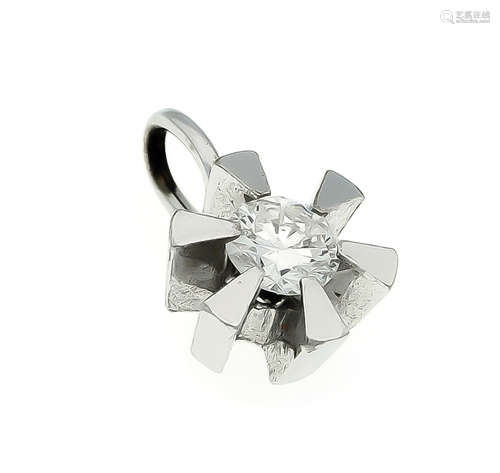 Brillant-Anhänger WG 585/000 mit einem Brillanten 0,30 ct W/SI, L. 13,6 mm, 1,1 gBrilliant pendant