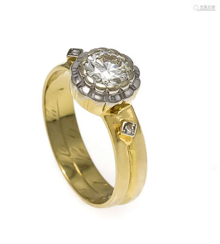 Brillant-Diamantrosen-Ring GG/WG 750/000 mit einem Brillanten 1,01 ct Weiß (H)/Lupenreinund 2