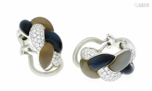 Fa. Juwelier Friedrich Sternsaphir-Mondstein-Ohrclips WG 750/000 mit jeweils 2dunkelblauen semi-