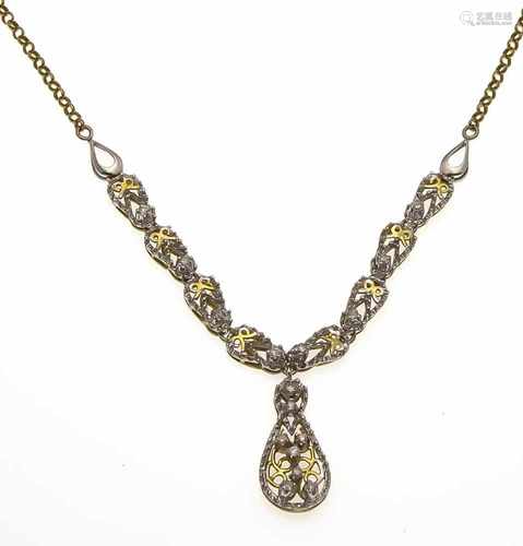 Brillant-Collier GG/WG 750/000 mit 16 Brillanten, zus. 0,20 ct W/SI-PI, mit Federring, L.43,5 cm,