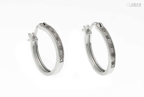 Diamant-Ohrringe Silber 925/000 rhodiniert mit Diamanten, D. 19 mm, 3,3 gDiamond earrings silver