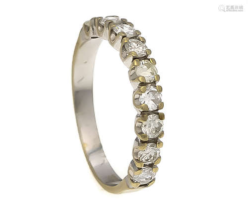 Brillant-Ring WG 585/000 mit 9 Brillanten, zus. 0,90 ct W/PI, RG 57, 2,4 gBrilliant ring WG 585/