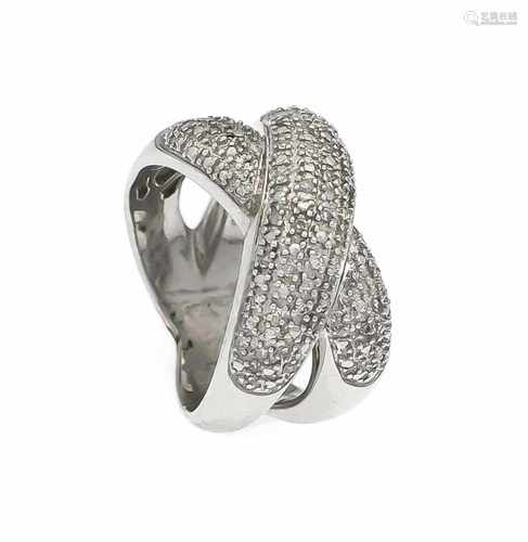 Diamant-Ring Silber 925/000 rhodiniert mit Diamanten, RG 55, 10,9 gDiamond Ring Silver 925/000