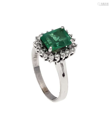 Smaragd-Billant-Ring WG 585/000 mit einem im Smaragdschliff fac. Smaragd 1,53 ct in guterFarbe und