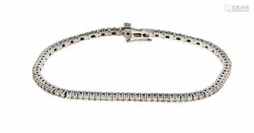 Brillant-Armband WG 585/000 mit 92 Brillanten, zus. 2,0 ct W/SI, mit SI-Acht, L. 18,0 cm,8,9