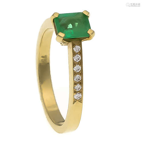 Smaragd-Brillant-Ring GG 750/000 Goldschmiedehandarbeit mit einem im Smaragdschliff fac.Smaragd 0,70