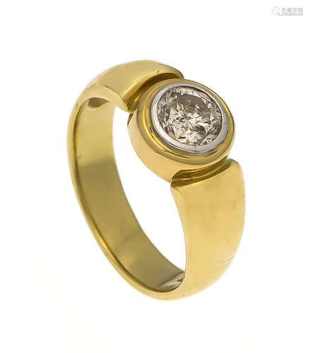 Brillant-Ring GG/WG 750/000 mit einem Brillanten 1,0 ct W/PI, RG 58, 9,4 gBrillant ring GG / WG