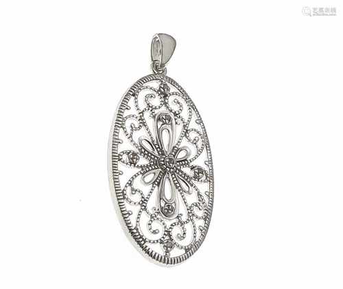 Diamant-Anhänger Silber 925/000 rhodiniert mit Diamanten, L. 38 mm, 3,0 gDiamond Pendant Silver