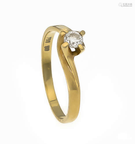 Brillant-Ring GG 750/000 mit einem Brillanten 0,20 ct W/VS, RG 53, 2,4 gBrillant ring GG 750/000