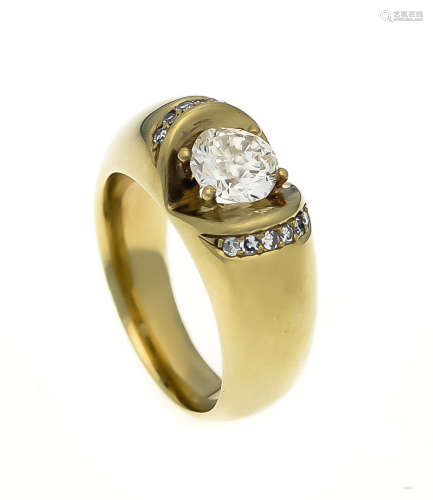 Brillant-Ring GG/WG 585/000 mit einem Altschliff-Brillanten 1,15 ctfeinesWeiß-Weiß(G-H)/lupenrein-