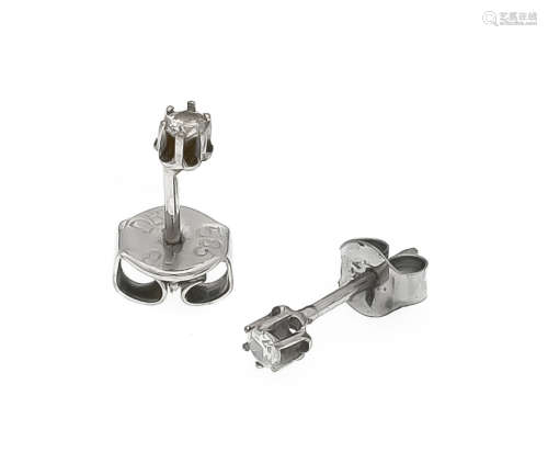 Brillant-Ohrstecker WG 585/000 mit je einem Brillanten, zus. 0,12 ct W/SI, 0,8 gBrillant earrings WG
