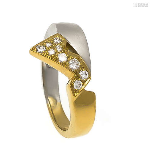 Brillant-Ring GG 750/000 und Platin 950/000 mit Brillanten, zus. 0,15 ct TW/VS, RG 51, 6,