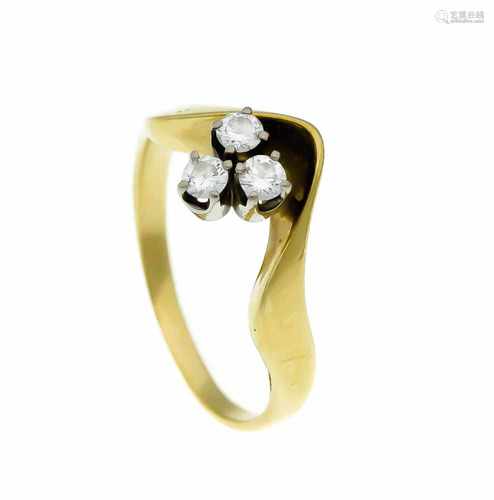 Brillant-Ring GG/WG 750/000 mit 3 Brillanten, zus. 0,25 ct W/VS, RG 56, 4,6 gBrillant ring GG / WG