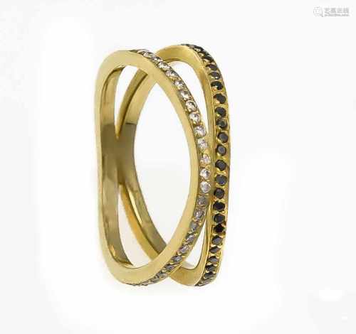 Brillant-Ring GG 750/000 mit Brillanten, zus. 0,18 ct W/PI und schwarzen Diamanten, zus.0,20 ct,