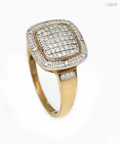 Brillant-Ring GG/WG 375/000 mit 63 Brillanten, zus. 0,30 ct l.get. W/SI, RG 57, 2,0 gBrilliant